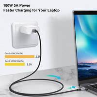 Câble Type C 3.2 Gen2, transfert haute vitesse 20 Gbps, câble tressé en nylon entièrement en cuivre 16 cœurs avec charge rapide PD 100 W pour iOS Mac