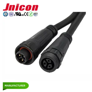 Jnicon M16 IP68 low voltage 10 amp 3 pin wire connector cable to male female waterproof connectors