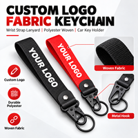 Porte-clés personnalisé en tissu avec logo, dragonne de poignet, lanière, porte-clés en polyester tissé, support de clés de voiture personnalisé
