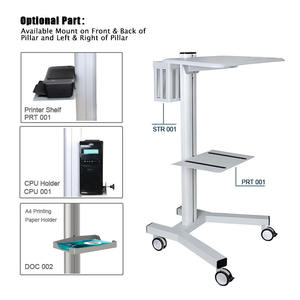 लैपटॉप पैनल और कॉर्ड धारक के साथ पहियों पर मोबाइल वर्क टेबल कार्ट - Product Image 5