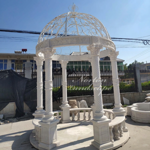 Moderno Padiglione <span class=keywords><strong>in</strong></span> <span class=keywords><strong>Pietra</strong></span> Bianca, Gazebo <span class=keywords><strong>in</strong></span> Marmo con Colonne <span class=keywords><strong>in</strong></span> <span class=keywords><strong>Pietra</strong></span> Intagliata su Misura, Tetto <span class=keywords><strong>in</strong></span> Metallo per Decorazioni Matrimoniali all'Aperto - Product Image 6