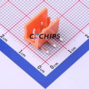 HT396R-3.96-3P Plug-in Terminal Block Bent Lead Through Hole,P=3.96mm Connector Board-to-Board / Socket Open 1x3P 3.96mm Orange - Product Image 2