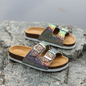 Chaussures en liège à paillettes brillantes pour femmes à la mode <span class=keywords><strong>sandale</strong></span> antidérapante diapositives plage printemps saison diverses Options EVA PU daim <span class=keywords><strong>bois</strong></span> - Product Image 6