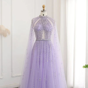 Jancember SZ495 Elegante cuello alto <span class=keywords><strong>Cap</strong></span> Sleeve Illusion Dubai Party Vestidos de noche - Product Image 3