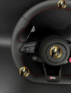 Volant sport HZ avec bouton de démarrage <span class=keywords><strong>S</strong></span>-<span class=keywords><strong>Line</strong></span>, demi-<span class=keywords><strong>coupe</strong></span> en fibre de carbone, palettes LED couleur personnalisée pour <span class=keywords><strong>Audi</strong></span> TT R8 <span class=keywords><strong>A4</strong></span> A5 B8 B9 S4 - Product Image 3