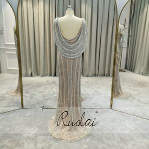 Ruolai LWC8037 abito da sera lungo da sera <span class=keywords><strong>con</strong></span> scollo a V e scollo a V <span class=keywords><strong>con</strong></span> scollo a sirena senza schienale <span class=keywords><strong>con</strong></span> scialle di cristallo - Product Image 2