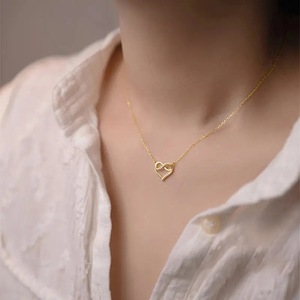 Collana da Donna con Design a <span class=keywords><strong>Cuore</strong></span> <span class=keywords><strong>Infinito</strong></span> Personalizzato, Zirconi 3A, Rame Placcato Oro 18K, Catena a Maglie, Gioielli alla Moda per Feste - Product Image 3