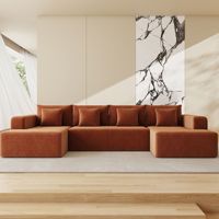 Canapé en éponge compressée du fabricant moderne avec tissu anti-rayures pour chat orange Meubles de salon emballés sous vide Spot transfrontalier