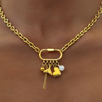 Collier en acier inoxydable avec chaînes épaisses et pendentifs en forme de cœur pour femmes, accessoires tendance imperméables pour le cou, bijoux de mode