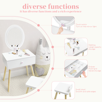 Coiffeuse en forme de trèfle à quatre feuilles, multifonctionnelle, expérience riche, éclairage tactile, jeu de simulation pour enfants