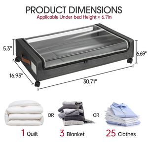 Organizador de Almacenamiento Plegable Bajo la Cama con Ruedas, Contenedores Metálicos con Ruedas para Guardar Ropa Bajo la Cama - Product Image 2