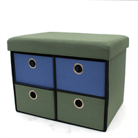 HStex Maßgefertigte Fabrik Großhandel Günstige Hocker Sofa-Set Kunstleinen Faltbarer Aufbewahrungs-Ottoman mit Schubladen
