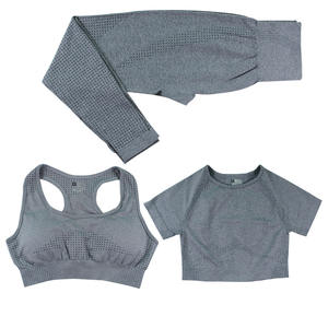 Tenue de sport imprimée à pois sans couture à la mode pour femmes <span class=keywords><strong>ensemble</strong></span> trois pièces XS/XL pantalons longs XS/XL soutien-gorge élastique Fitness Yoga manches courtes - Product Image 6