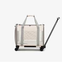 Poussette de voyage respirante en maille approuvée par les compagnies aériennes Panier pour chien et chat avec roues Panier de transport pour animaux de compagnie