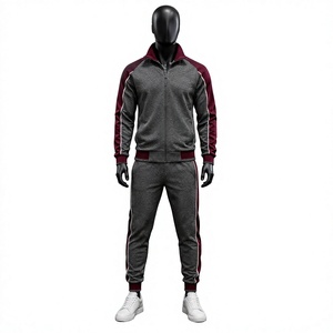 Wholesale Custom Men's 2 Piece Tracksuit Set Full Zip Jogging Suit Slim Fit Athletic Sports Wear Fleece Jogger <b>Pants</b> Sweatsuit - Product Image 1