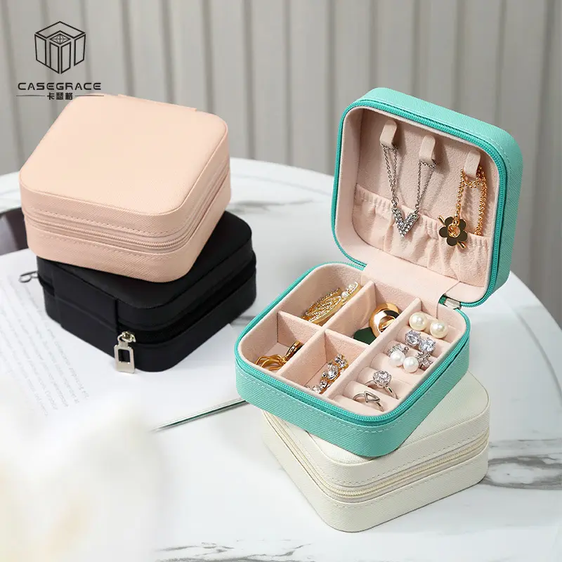 Ornament Storage Box Simple And Portable Earrings Necklace Beads Mini Compact Jewellery Box Storage