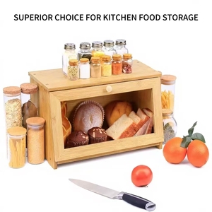 Bamboo Bread <strong>Box</strong>, Kitchen Countertop Bread Storage <strong>Box</strong>, Transparent Visible Dust-proof Bread Storage <strong>Box</strong> - Product Image 1