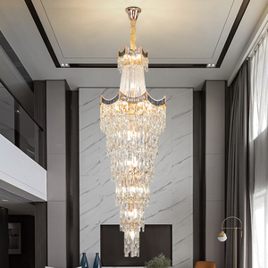 <span class=keywords><strong>Lustre</strong></span> en cristal de style européen pour plafonds hauts, villa, salon, <span class=keywords><strong>avec</strong></span> hauteur réglable pour escaliers en spirale à double hélice - Product Image 3