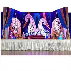 การตกแต่งเวทีงานแต่งงานมุสลิมแบบดั้งเดิม ฉากหลังม่านสีเขียวสำหรับงานเมห์นดี ตกแต่งงานแต่งงานแบบเอเชีย งานเลี้ยงกลางคืนซันเกต - Product Image 5