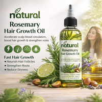Huile de croissance capillaire pure biologique infusée au romarin, traitement du cuir chevelu, huile anti-chute de cheveux, repousse rapide, épaississement, sérum capillaire
