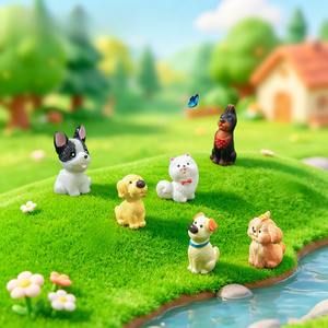Miniatura de Cachorro de Golden Retriever o Pomeranian para Decoración de Jardín de Hadas, Micropaisaje y Manualidades - Product Image 2