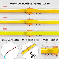 Bande LED COB 220V 240 LED/m, sans driver, haute luminosité, flexible, éclairage décoratif intérieur, IP20, dimmable 3000K-6500K