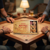 Jeu de carrom en bois, jeu de table indien classique avec boîte de rangement, emballage cadeau personnalisé, jetons de carrom en bois.
