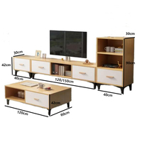 Table basse moderne 2026 avec meuble TV et tiroirs, ensemble table centrale en bois et meuble TV