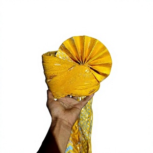 Turban de marié Safa jaune doré royal pré-noué, coiffe de mariage traditionnelle indienne Barati, vente en gros OEM - Product Image 1