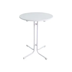 Round Cafe Garden Terrace Picnic Furniture Modern White Wood Plastic Chair And Dining Set Folding Outdoor Tables