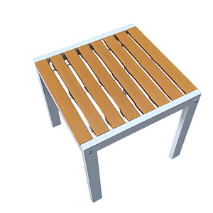 Galvanized Steel <strong>Outdoor</strong> Small Square <strong>Table</strong> WPC Top Weatherproof Patio <strong>Side</strong> <strong>Table</strong> for Garden Balcony Poolside Wholesale - Product Image 1