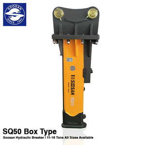 Martillo Hidráulico Tipo Caja Soosan SQ50 de 11-16 Toneladas, Amarillo, para Excavadora de Uso Pesado - Product Image 1