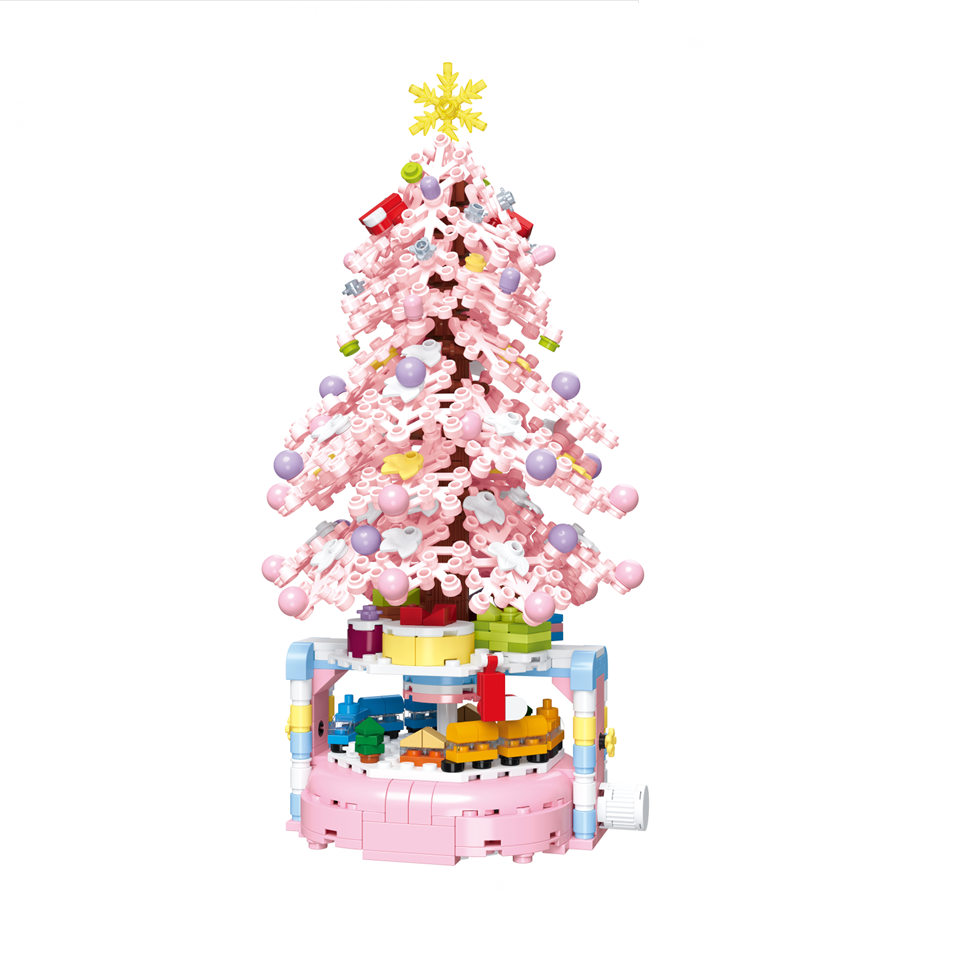 ZuanMa 2023 New Christmas Train Set - Pink Xmas Tree Building