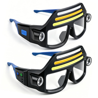 Lampe frontale à lunettes COB à 3 rangées, deux modèles : capteur et standard, lumière blanche, jaune, rouge, mode SOS stroboscopique, lumière mains libres pour lunettes