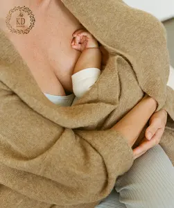 KD Customizable Fabrics Soft Alpaca Antibacterial Tencel Maternity Buttons Loose Oversized Knit Nursing Cardigan