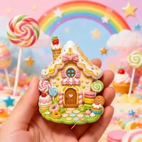 Autocollant magnétique en résine pour réfrigérateur, motif petite cabane en relief - Scène miniature créative, petit cadeau et décoration souvenir