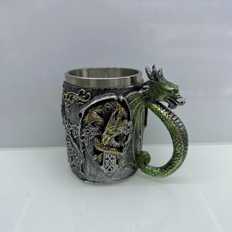Taza de dragón artesanal de resina de venta directa de fábrica, decoración para el hogar y la Oficina, taza con diseños de dragón