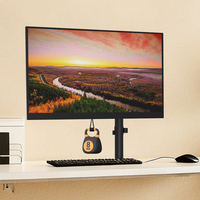 Support de moniteur simple en métal noir KHCOOHOO pour écrans de 13 à 27 pouces, capacité de charge de 8 kg, inclinaison de 45 degrés, hauteur réglable