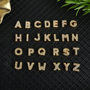 Silver A-Z 10mm Full Rhinestone Slide Charms <strong>Crystal</strong> Alphabet Letter Charm Alloy Letter Charm for Bracelets Necklace Wristbands - Product Image 4