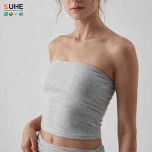 เสื้อครอปท็อป SUHE สำหรับผู้หญิง แบบไร้สาย สีพื้น ซัพพอร์ตปานกลาง เหมาะสำหรับโยคะ ผลิตจากผ้าสแปนเด็กซ์และโพลีเอสเตอร์ไร้ตะเข็บ - Product Image 2