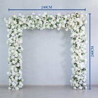 Arche de mariage de luxe réaliste avec roses blanches, chemin de fleurs artificielles en soie, toile de fond de scène de cérémonie, décoration événementielle, verdure, Fête des Mères