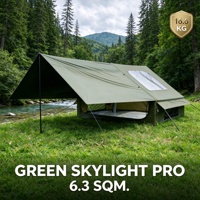 Tente gonflable Green Skylight Pro Air 6,3 m² avec auvent étendu, tente de camping gonflable à porte unique, Oxford 300D, sac de pompe inclus