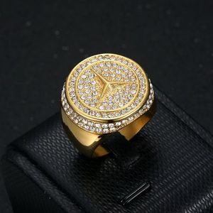 힙합 큰 남자 반지 CZ 지르콘 다이아몬드 자동차 로고 스테인레스 스틸 18K 골드 PVD 도금 없음 녹 하이 퀄리티 솔리드 패션 새로운 2025 - Product Image 2