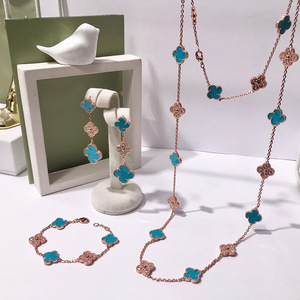 Bốn lá cỏ ba lá quyến rũ Dài Vòng Cổ Vòng tay bông tai Bộ đồ trang sức - Product Image 4