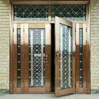 Portes d'entrée de sécurité en acier inoxydable personnalisables en gros, finition colorée, modernes pour appartements, sécurité renforcée