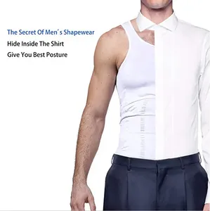 Camicia a compressione senza maniche dimagrante pancia canotta Body Shaper addome aderente elastico corpo imbottito Boxer gilet Shapewear da uomo - Product Image 6