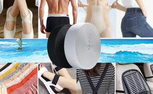 Sangle en nylon jacquard 100 % polyester de haute qualité, élastique de 5 mm, largeur de 38 mm, cordon extensible blanc, emballage en rouleau, fourni par l'usine - Product Image 3