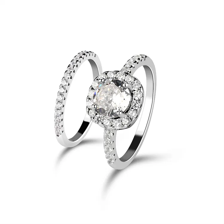 Ingrosso gioielli in Moissanite di alta qualità anello rotondo Halo Moissanite 925 argento Sterling vetro pietre preziose anelli mascotte IGI