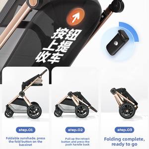 Poussette légère à vue haute pliable en alliage d'aluminium réversible pour nouveau-nés (0-6 mois) - Product Image 2