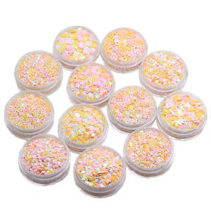 12 تصميم وردي أصفر برتقالي مختلط زعنفة لامعة سائبة ترتر تزيين الأظافر مستحضرات تجميل DIY زينة الزفاف - Product Image 1